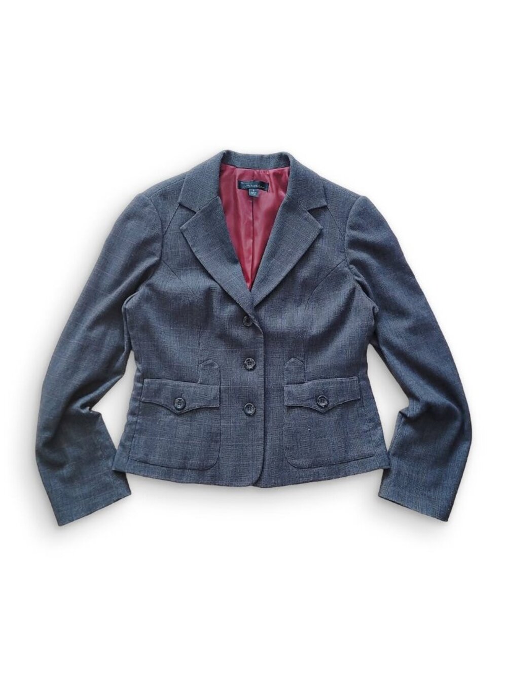 Atelier Grey Cropped Slim Fit Blazer Suit Preppy Jacket (6)